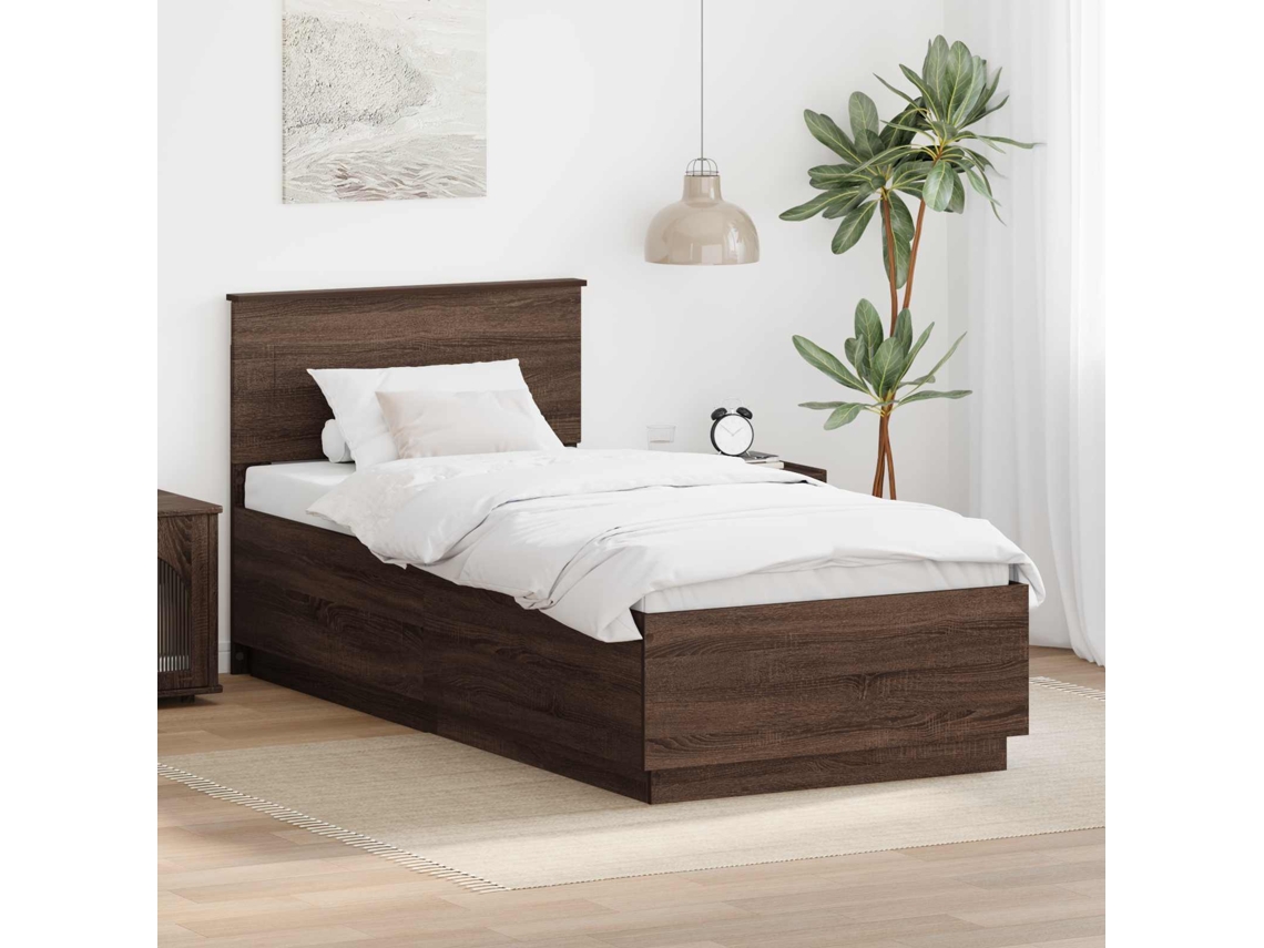 Vidaxl Estrutura da Cama com Cabeceira Carvalho Castanho 70 X 190 Cm