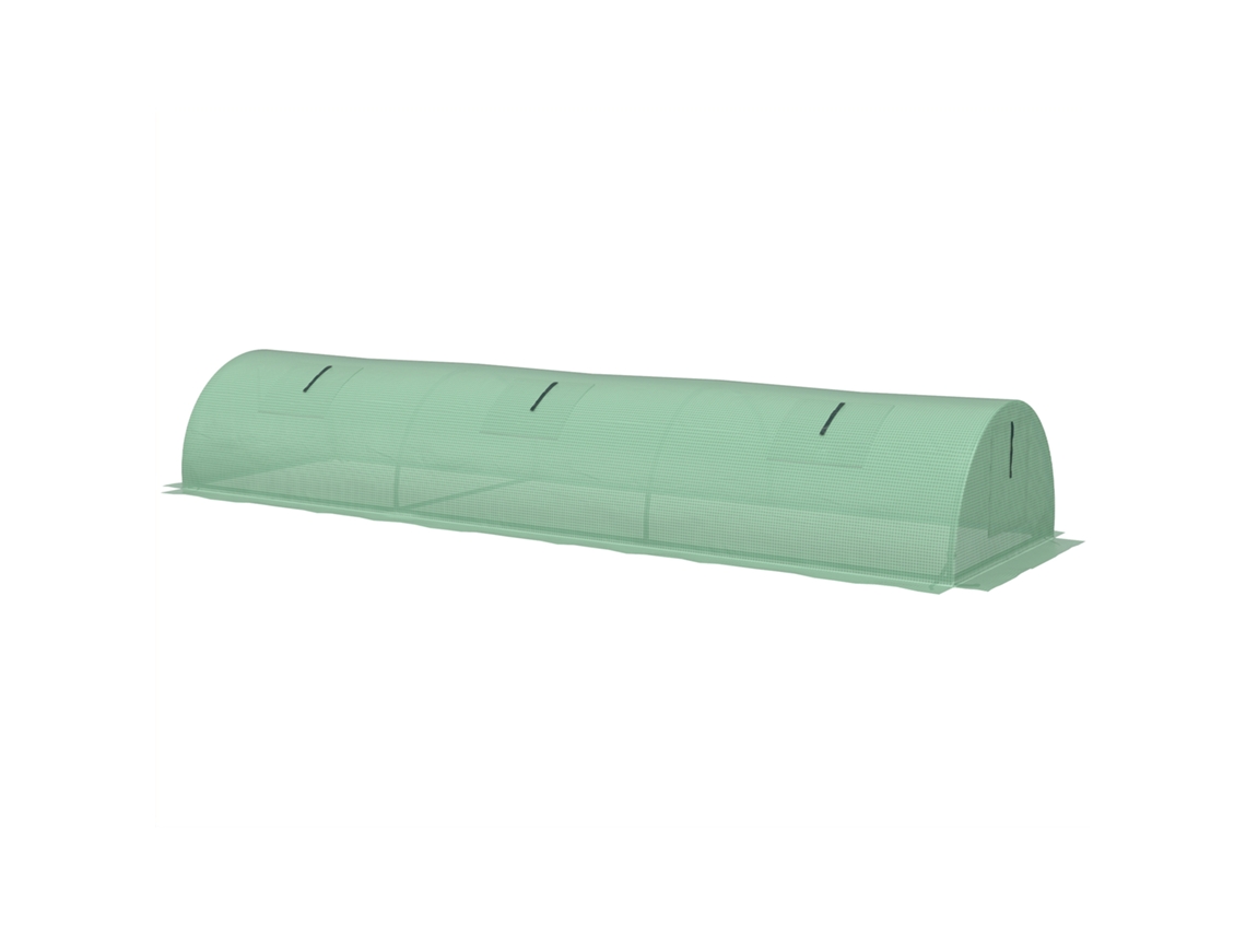 Estufa pequena verde para cultivo de plantas com estrutura de 5 janelas em aço e PE com cobertura anti-UV 300x80x45 cm