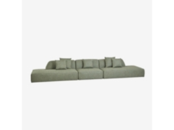 Sklum Sofá Modular De 3 Peças Com Duplo Divã Estofado Cardea Poliéster                       Bouclé Verde Sálvia