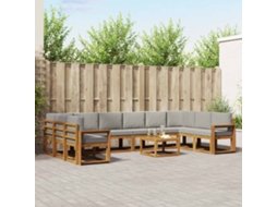 Vidaxl Conjunto De Sofás Para Exterior 11 Unid. Cinza Natural E Claro