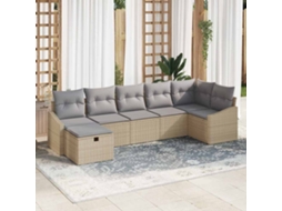 Vidaxl Conjunto De Sofás 7 Unid. Bege Vime Pe