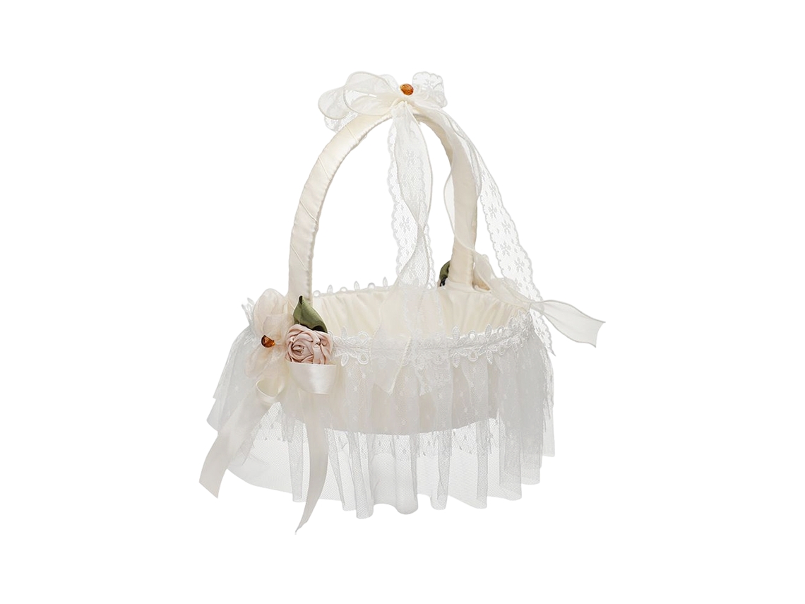 Laxiscreed Cesta De Flores Para Casamento E Festas Com Renda Em Gaze, Lembrança Ou Acessório Floral