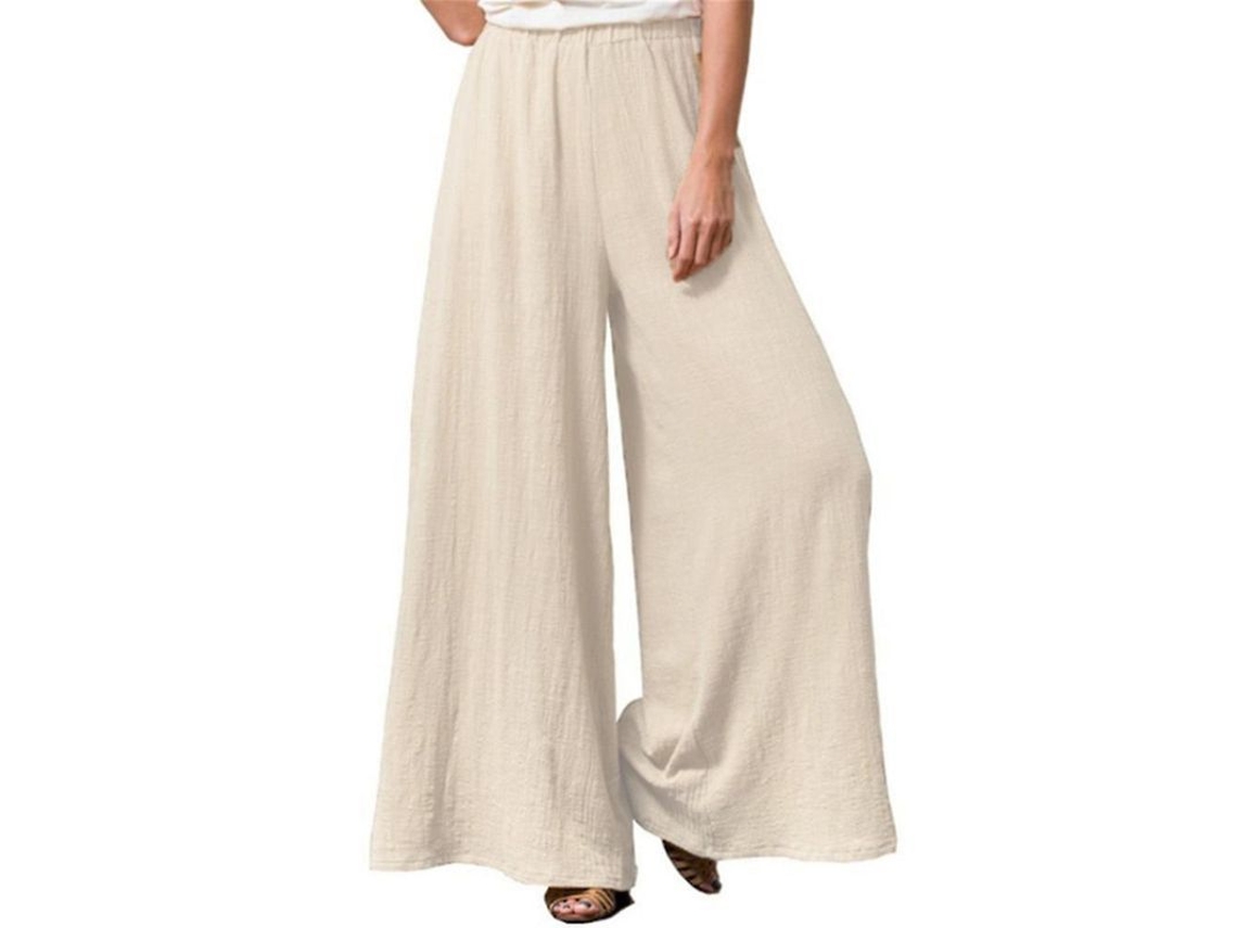 Calça feminina de perna larga com cintura elástica, modelo 2026, estilo solto e casual, de alta qualidade.