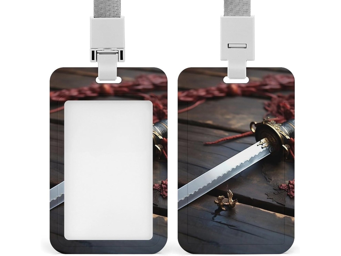 Porta Crachá Estilo Samurai Japonês Com Cordão Impermeável Crachás, Protetor De Crachá E Carretel