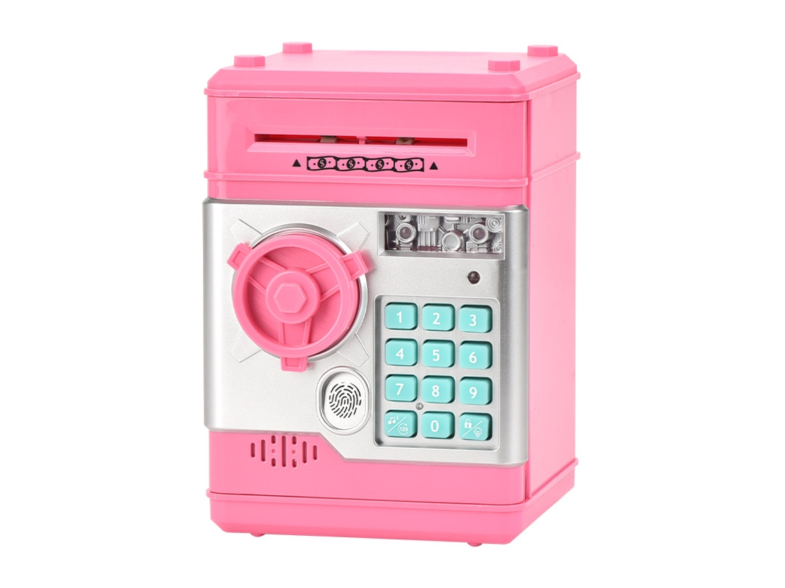 Cofrinho em Forma de Caixa Eletrônico Simulado para Crianças em Inglêsrosa 14*14*20cm CHENNNLS