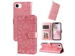 Capa De Couro Para Iphone 17e - Estampa De Girassol Em Relevo