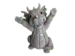 Laxiscreed Anel Decorativo Em Resina Com Gnome E Dragão Para Jardim, Gnome De Mão Levantada