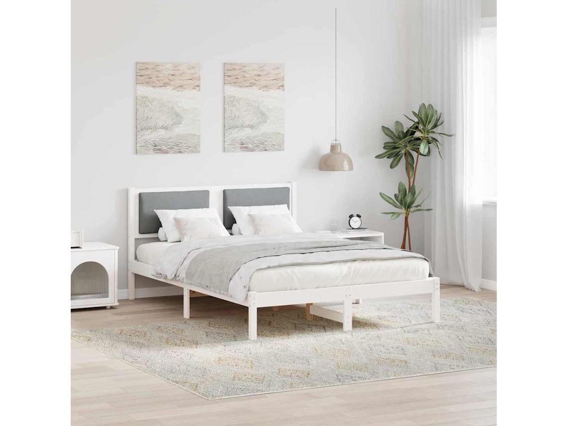Vidaxl Estrutura Da Cama Com Cabeceira Cinzento-claro 140 X 190 Cm