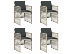 Maison Exclusive - Cadeiras De Jardim Com Almofadões 4 Pcs Vime Pe Cinzento-claro
