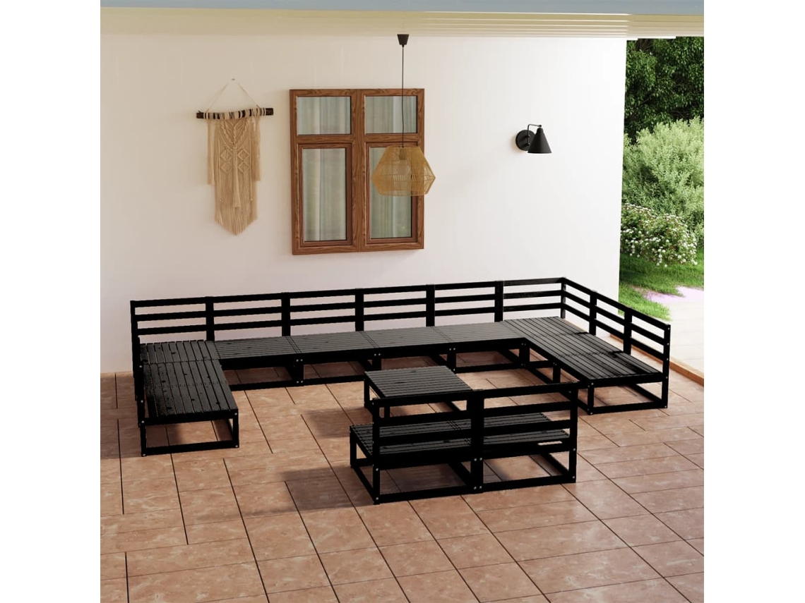 Conjunto Lounge Jardim Pinho Maciço 13 Pcs Dkd Home Decor
