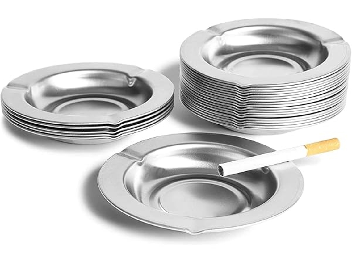 Cinzeiros em Aço Inoxidável, Ideais para Restaurantes e Festas Fáceis de Limpar Conjunto 24 Unidades 12,2 X 1,5 Cm, Prateados, Multifunçõe STELASPLEN