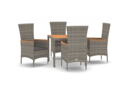 Maison Exclusive - 5 Pcs Conjunto De Jantar P/ Jardim C/ Almofadões Vime Pe Cinza