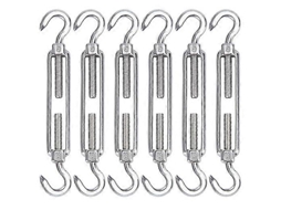 Tensor De Cabo M5 Em Aço Inoxidável, Pacote Com 6 Unidades, Ganchos E Laços Tensão Ajustáveis ​​e Resistentes Para Varal Roupas, W-aquaforge