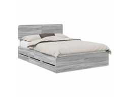 Maison Exclusive - Estrutura Da Cama Com Cabeceira Sonoma Cinza 140 X 190 Cm