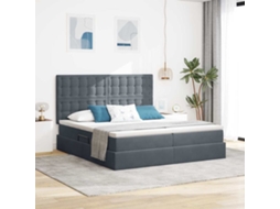Vidaxl Cama De Armazenamento Led Com Colchão Cinzento-escuro