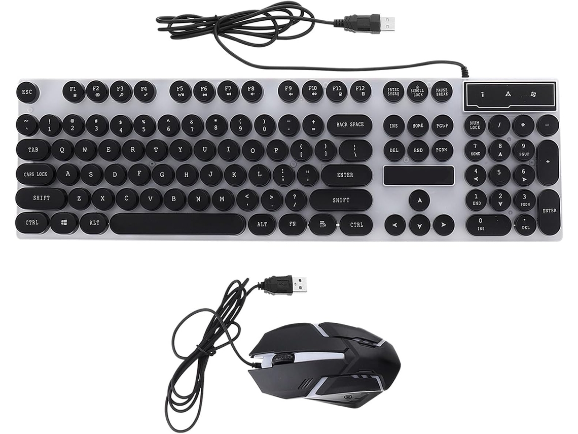 Teclado E Mouse Com Fio Para Computador, 104 Teclas, Design Suspenso