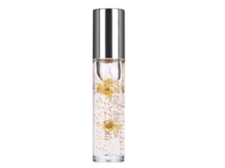 Brillo Labial Cambio De Color Con Foil Dorado Transparente Y Flores De Temperaturas Amarillo