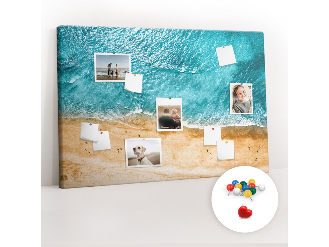 Painel De Cortiça Para Parede Mar, Praia E Pessoas Para O Escritório Espelharte (120x80 Cm)