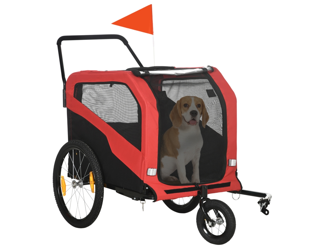 Reboques Infantis Trailers De Bicicleta. Incluindo Refletores. 1 Bandeira. 170 Cm X 77 Cm X 90 Cm. Vermelho