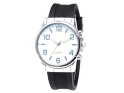 Relógio de quartzo unissex com pulseira de silicone, mostrador redondo, numerais prateados e branco, Zhoulianfa