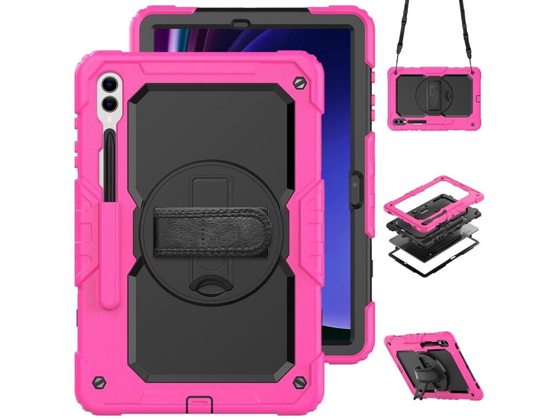 Elysve Capa Protetora Para Samsung Galaxy Tab S9 Plus 12,4 Polegadas Sm-x810 Rosa, Proteção Antiqueda, Cor Rosa Vermelho