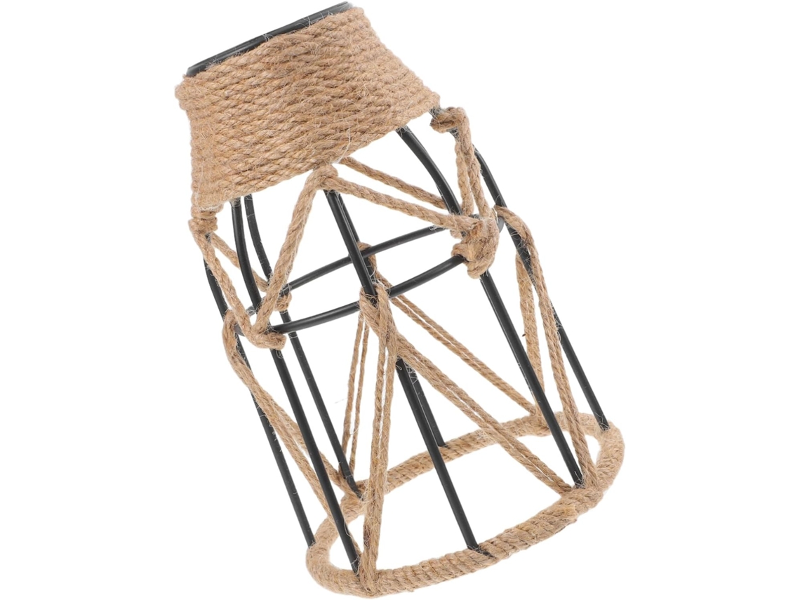 Gaiola de Ferro em Macramê Estilo Retrô para Decoração Suspensa, Corda de Juta para Substituição de Luminária. SFUSHOS