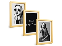 Quadros Decorativos Para Parederetratos Estilosos De Mulheres Com Óculos Moldura Dourada Quadros Para O Escritório Espelharte (3 Peças 20x30 Cm)