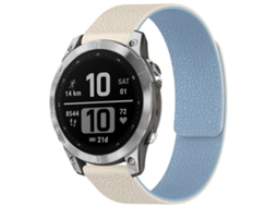 Bracelete Para Garmin Fenix 8 / 7 / 6 / 5 (22mm) - Silicone Magnético - Textura De Lichia Branco E Azul