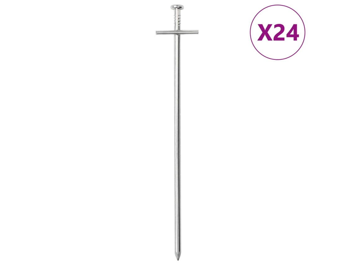 Vidaxl Estacas Para Tenda 24 Pcs 23 Cm Ø6 Mm Aço Galvanizado