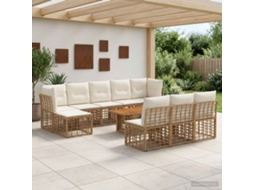 Vidaxl Conjunto De Sofá De Jardim 11 Unid. Natural E Branco Creme