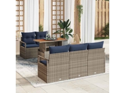 Vidaxl Conjunto De Sofá De Jardim Manual 6 Pcs Cinzento E Azul Marinho