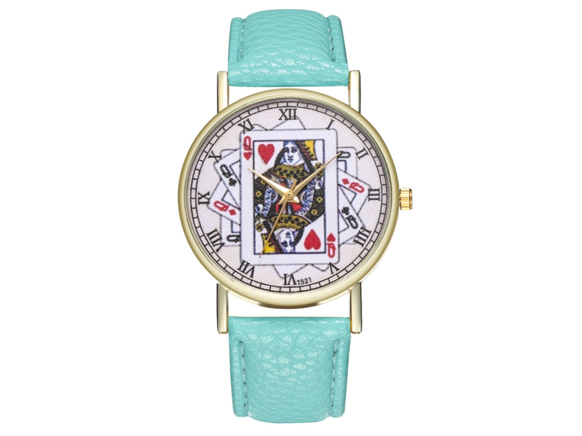 Relógio de quartzo casual e elegante com pulseira de couro para homens e mulheres (verde menta)