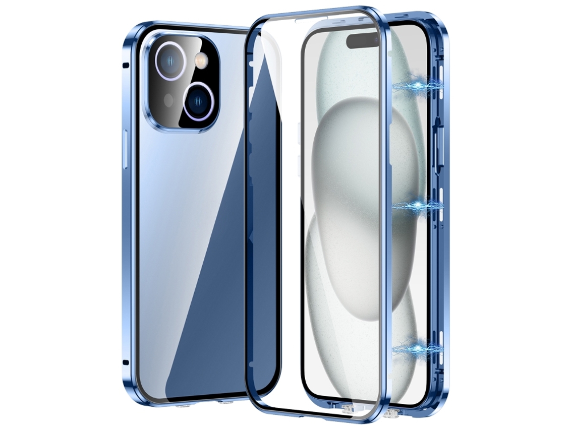 Capa De Vidro Temperado Hd Para Iphone 15 Plus - Fecho Magnético Duplo