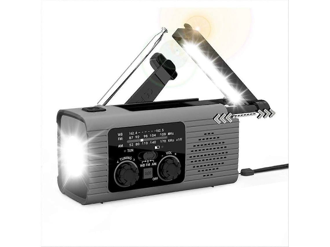 Rádio De Emergência Com Banda Am/fm E Manivela, Cor Cinza.