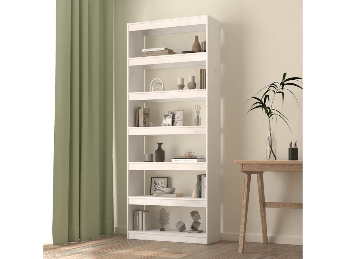 Vidaxl Estante/divisória 80x30x199,5 Cm Madeira De Pinho Maciça Branco