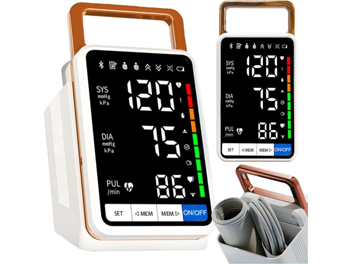 Monitor De Pressão Arterial De Braço Recarregável Com Tela Lcd E Guia Voz, 22, 32 Cm