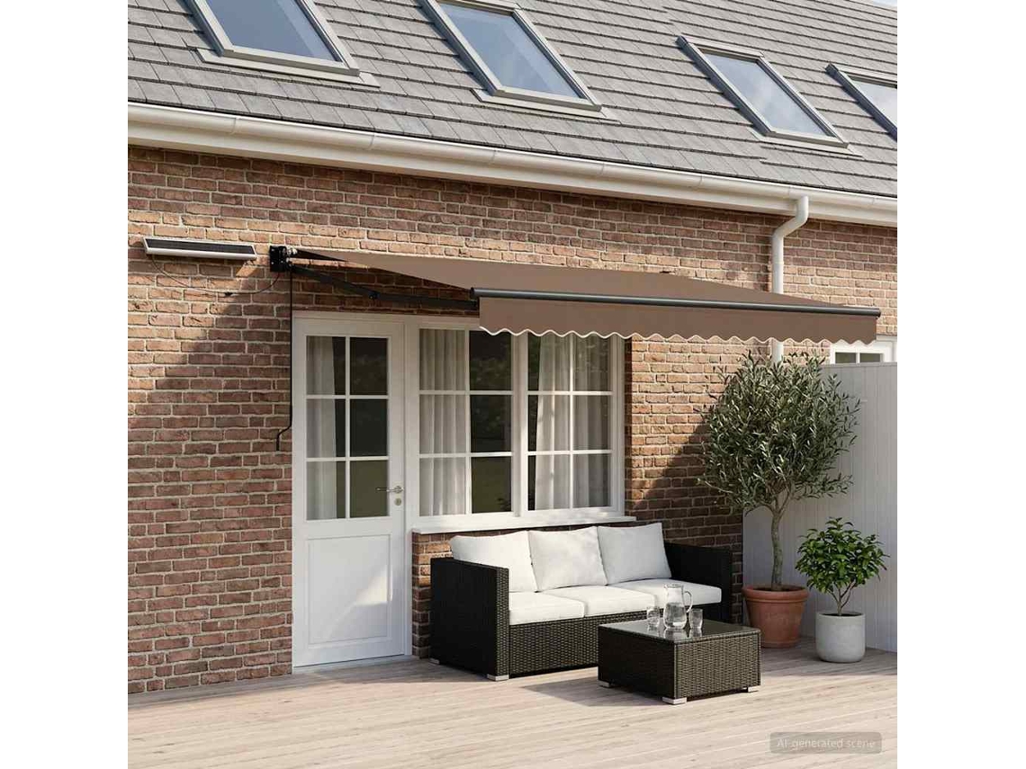 Vidaxl Toldo Retrátil Elétrico Cinzento-acastanhado