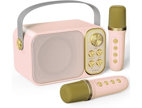 Máquina De Karaokê Com 2 Microfones Sem Fio, Alto Falante Bluetooth Portátil Com 7 Efeitos Sonoros, Adequada Para Festas E Viagens Kklo
