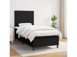 Vidaxl Cama Com Molas/colchão 90x200 Cm Tecido Preto