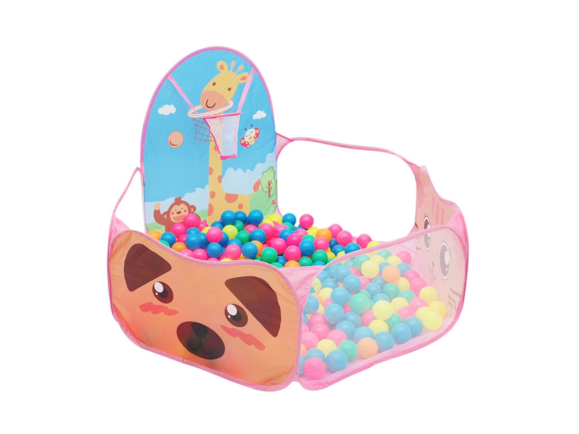 Mali piscina de Bolinhas para Crianças Jirafa Desenho Animado com Anel de Basquete Rosa