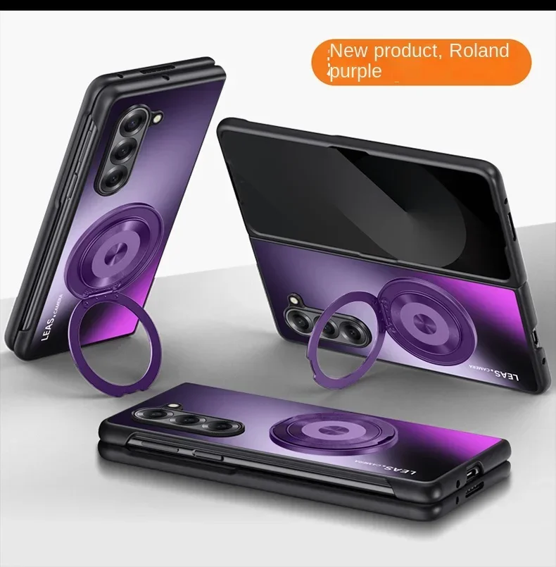 (roxo, Galaxy Z Fold4) Capa Protetora Para Carro Com Suporte Magnético Em Anel De Metal, Compatível Com A Função Magnética Magsafe.