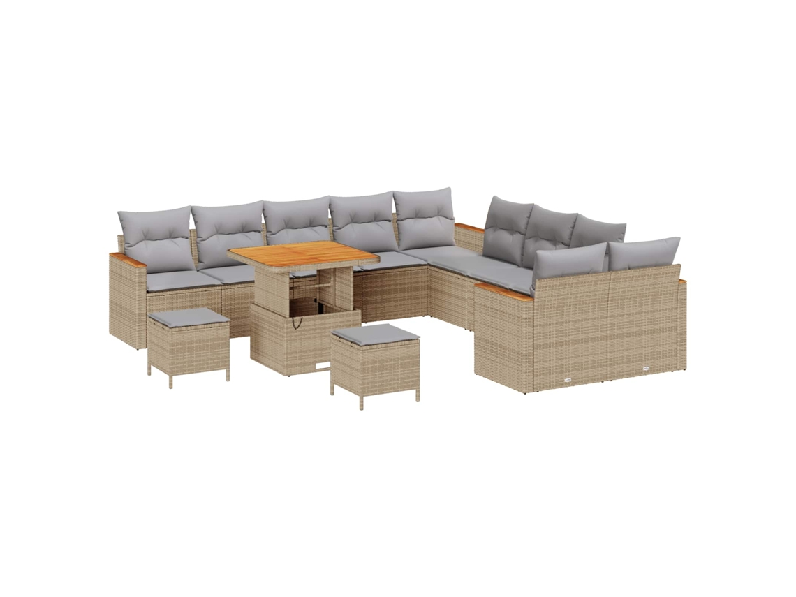 Maison Exclusive - Conjunto De Sofá De Jardim 13 Pcs Bege Vime Pe