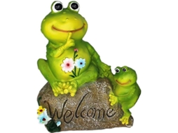 Decoración De Jardín Rana Exquisita, Estatua De Resina Rana Madre E Hijo, Bienvenido A Nuestro Jardín