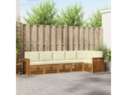 Vidaxl Conjunto De Sofá Sectional Com Almofada 6 Pcs Natural E Creme