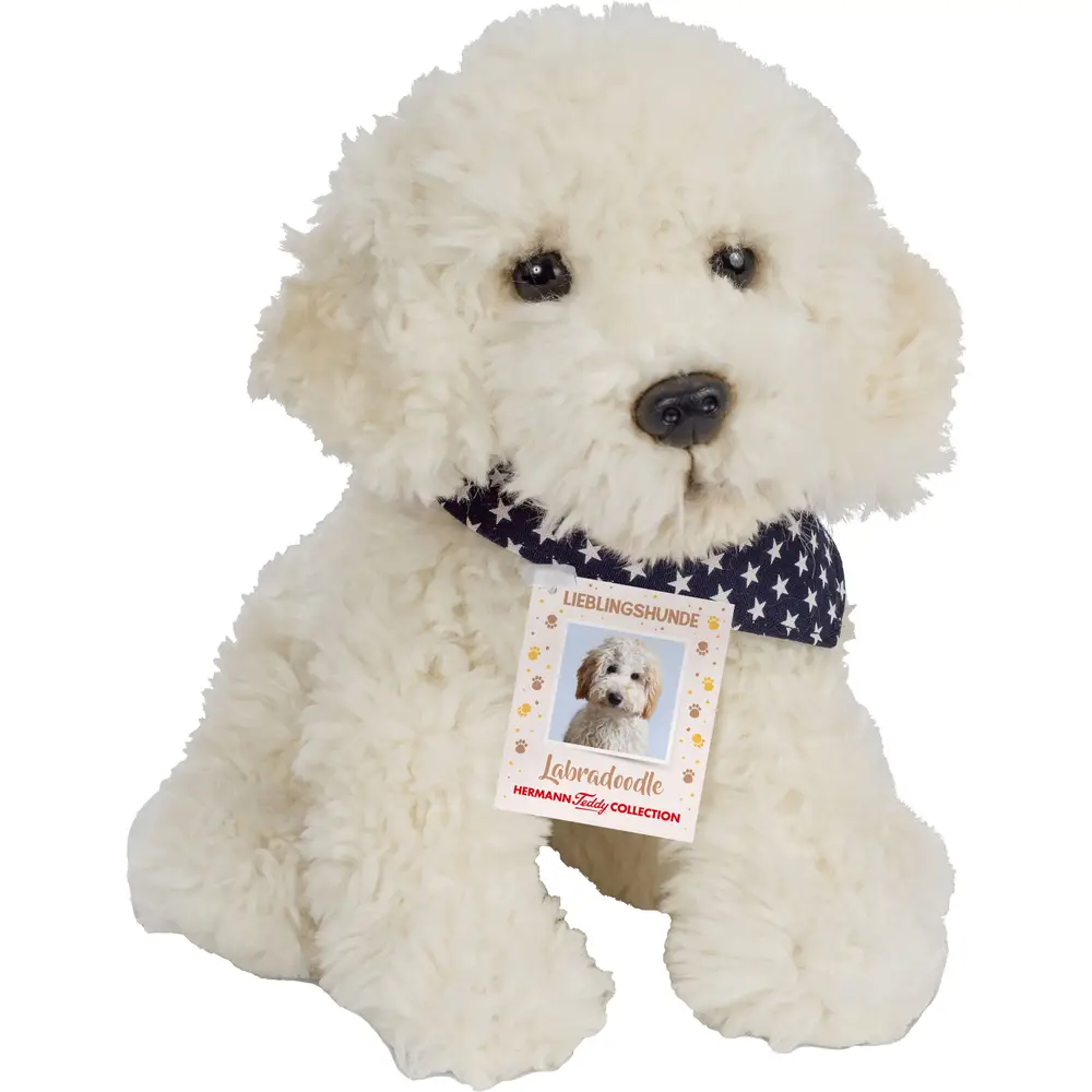 Hermann Teddy, Um Labradoodle De Pelúcia Sentado, Com 28 Cm De Altura.