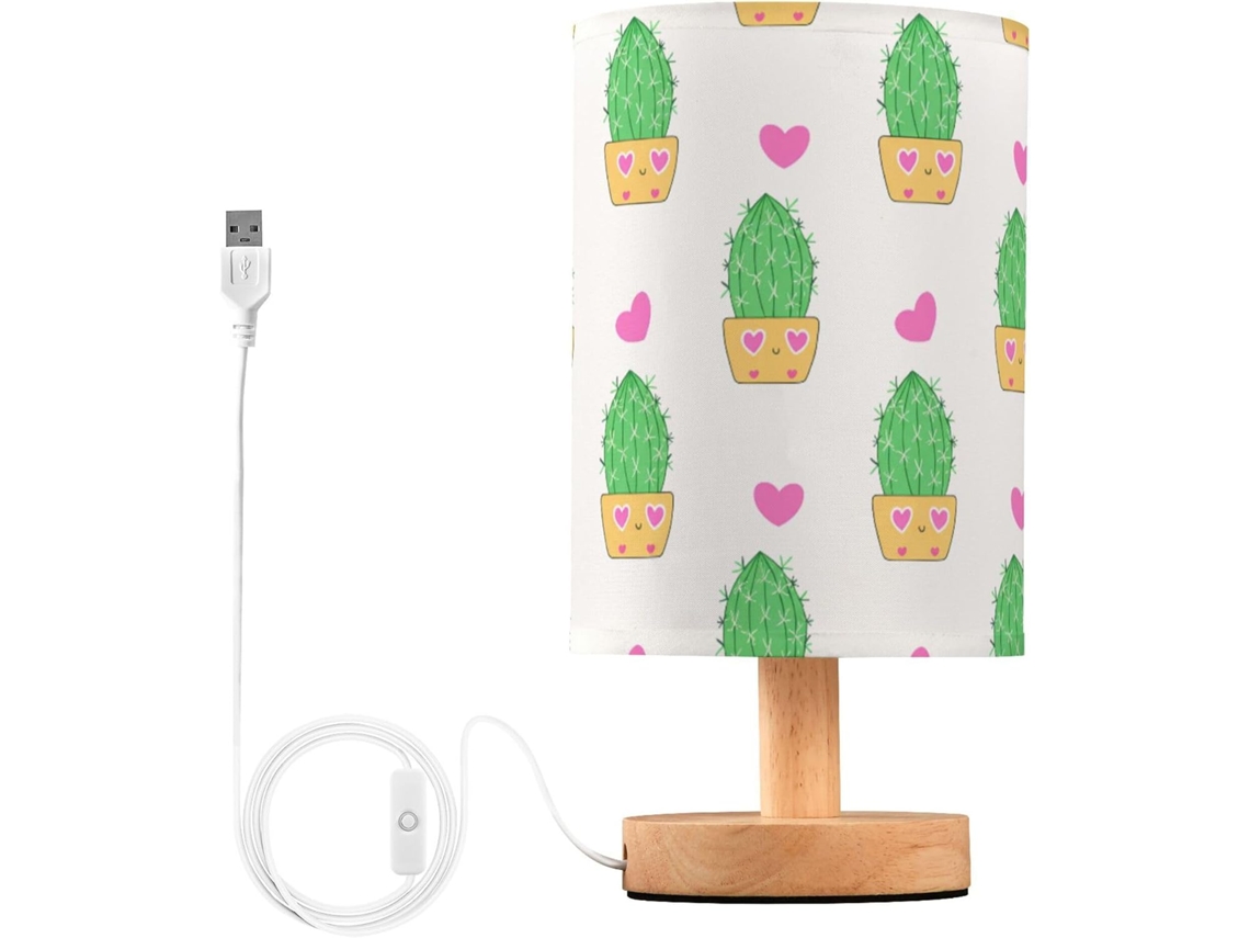 Abajur De Cabeceira Em Formato Cacto Desenho Animado Com Porta Usb, Sem Necessidade De Lâmpada, Luz Led Quente Para