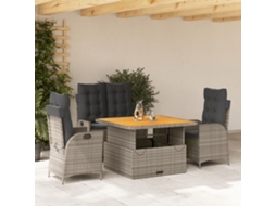 Vidaxl 4 Pcs Conjunto De Jantar P/ Jardim C/ Almofadões Vime Pe Cinza