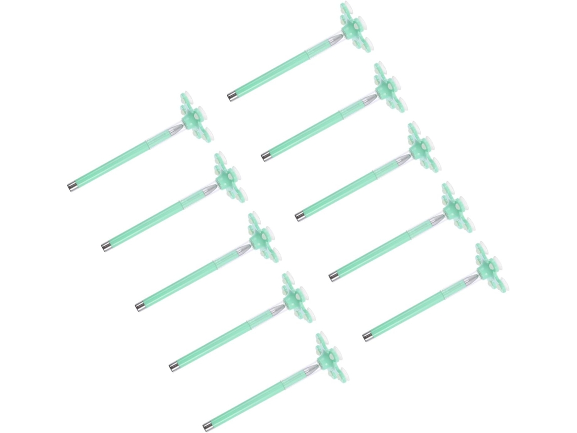 Conjunto De 10 Canetas Multifuncionais Plástico Verde Com Suporte Para