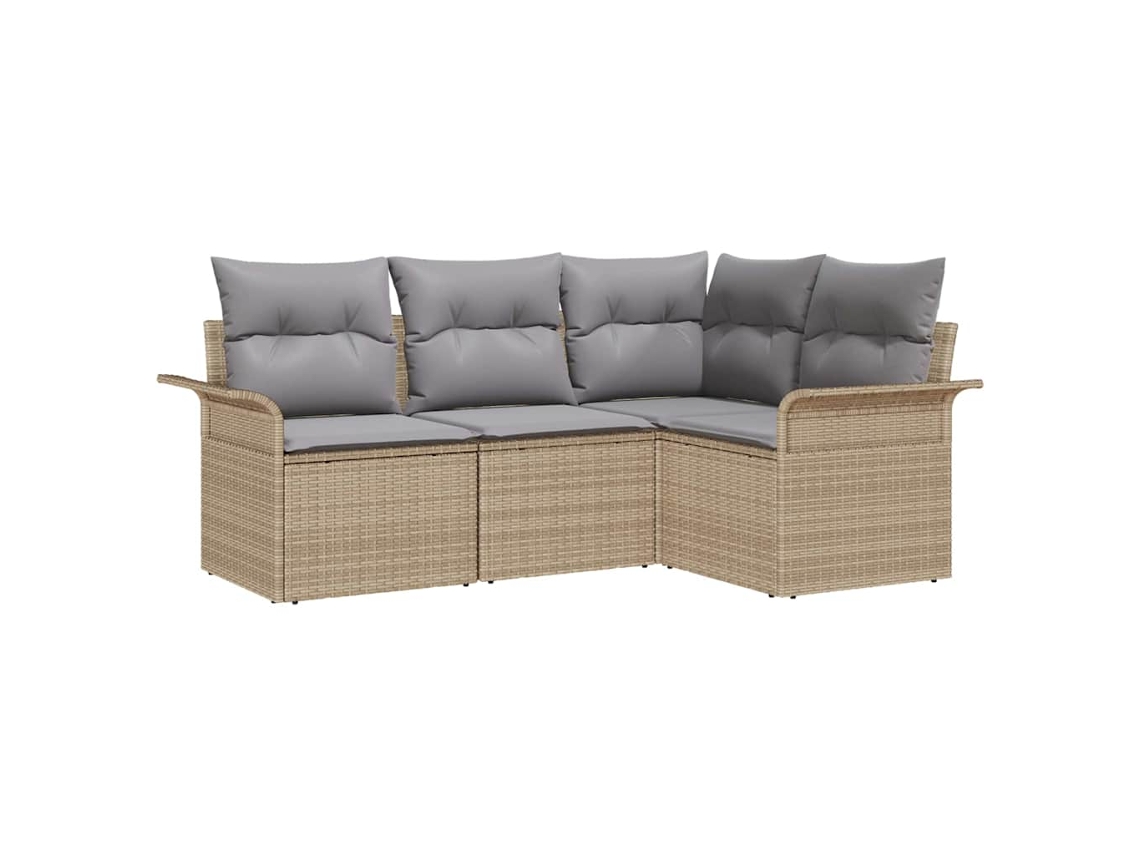 Conjunto de Sofá de Jardim com Armazenamento 4 Pcs de Vime MDUG
