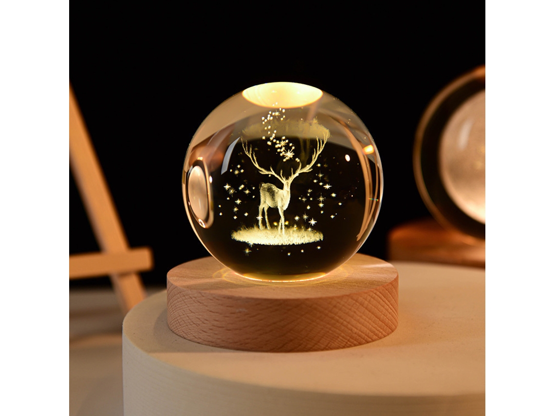 Luminária Noturna Usb com Globo de Cristal, Galáxia e Astronauta em Formato de Planeta Luminoso BRILVIBERA